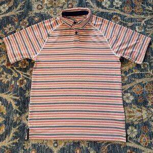Rhone men’s red and blue striped short sleeve polo size small